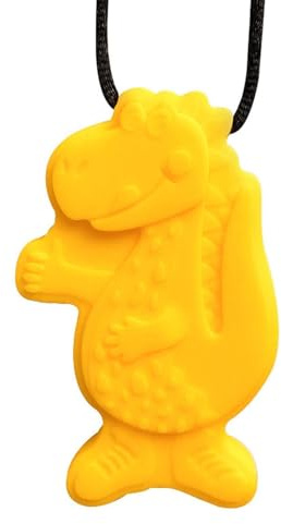 Collane da masticare, in silicone per uso alimentare, ciondolo a forma di dinosauro, chiusura di sicurezza con texture | giocattolo sensoriale per bambini, aiuta a mordere i bisogni motori, portatile