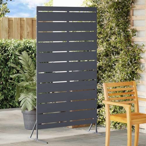 Teenpull Recinzione frangivista in acciaio antracite, 100 x 50 x 180 cm, recinzione a lamelle per terrazze, balconi, protezione dal vento, privacy e delimitazione per esterni