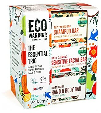 Eco Warrior Soap Gift Set - Vegan, Cruelty Free, No SLS or Parabens, Little Soap Company Essential Trio Body & Hand Soap Bars,Gifts for Him or Her, 3 x 100g