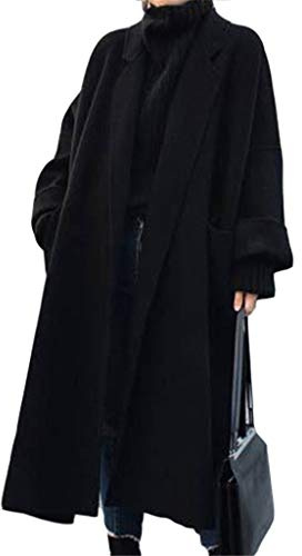 Onsoyours Longue Manteau en Laine Fendu Le Côté Ceinture Manches Longues Oversized Femme Blouson