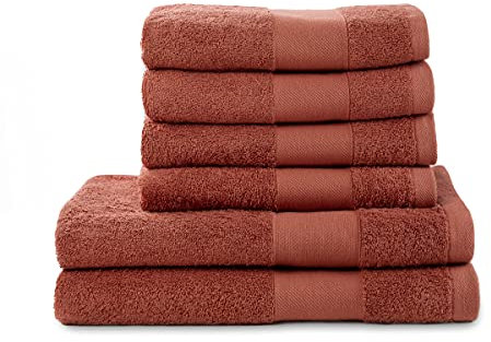 jilda-tex Handtuch Duschtuch Gästetuch Badematte Set Soft Cotton 100% Bio-Baumwolle GOTS (Rost, 6er-Set Hand-/Duschtuch(4x50x100 cm + 2x70x140 cm))