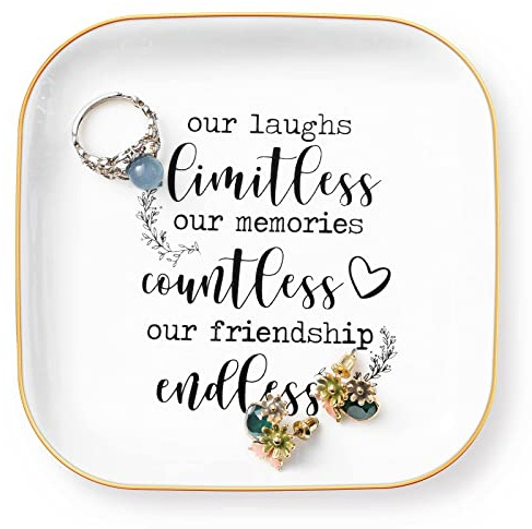 Titanape Regalos de amistad para mujeres, mejor amiga, anillo de baratija Our riss limitless, our memory innumerables, nuestra amistad sin fin, regalo único para amigas, bodas, regalos de Navidad
