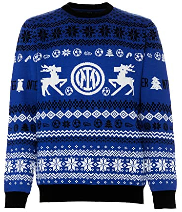 Inter Maglione Natalizio, Maglione Unisex - Adulto, Nerazzurro, L