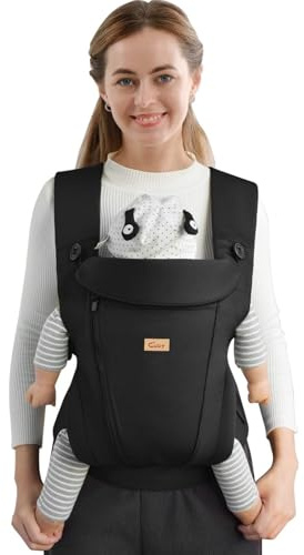 CUBY Baby Carriers for Newborn, Structured Zippers Toddler Baby Carrier, Breathable Baby Holder Belt, Facing & Back Baby Carriers from Newborn, Adjustable Head Neck Support with Head Cover Up to 30LBS