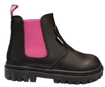 Balducci Art.2592 Premier pas Boot noir avec élastique fushia. Chaussure avec plantation physiologique, contrefacor et semelle en caoutchouc souple antidérapant. Numération du 18 au 26. Fabriqué en