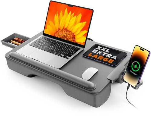 SAIJI Coussin Ordinateur Portable, Support Ordinateur Portable lit (Gris-02)