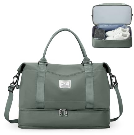 for Ryanair Airlines Underseat Cabin Bag 40x30x20 Weekend Overnight Carry on Holdall for Women Travel Duffel Sport Gym Tote Mum Hospital Bags with Wet Pocket,A04-Army Green