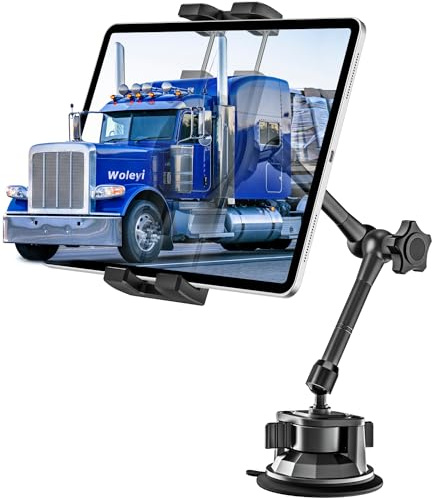 Metal Tablet Mount - Heavy Duty [Super Suction Cup] Dashboard Windshield for Car/Semi Truck/Pickup/Van/SUV/Commercial Vehicle - 4.7-13 iPad Pro Air Mini, iPhone, Galaxy
