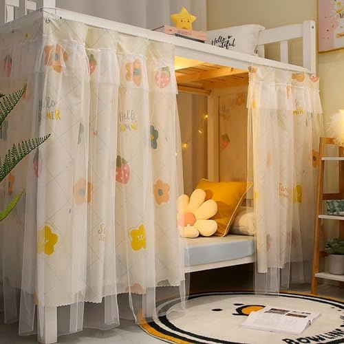 ITODA Cabin Bunk Bed Curtain Stylish Canopy Bed Tent Dustproof Blackout Curtains Mosquito Protection Nets Dormitory Shading Curtain Privacy Draperies Cloth for Single Bed(2PCS)