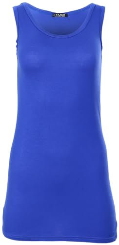 Easy Young Fashion - Damen Basic Trägertop - ärmelloses Longtop Extra Lang - Skinny Fit 9002 - OneSize (Royalblau)