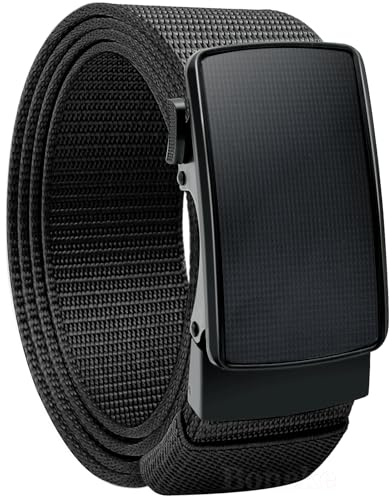 Boneke Cinturón de trinquete para hombres, correas tácticas de malla de nylon con hebillas deslizantes automáticas, correas invisibles sin agujeros para hombres, adecuadas para jeans y Golf