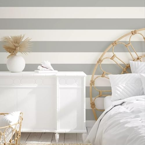 SOPHIE LAURENCE Grey & White Stripe Wallpaper Feature Wall