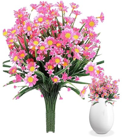 Flores artificiales al aire libre | BUNDLES MANA ARTIFICALES FLORES | Plantas jardín falsas | Flores tumbas | Disposición vegetación flores silvestres falsas para caja ventana porche jarrón interior