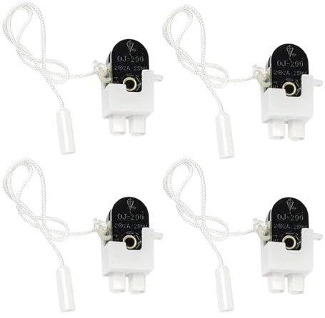 SIXHAOBU 4 Pièces Interrupteur à Tirette, Interrupteur Tirette Corde 2X2 A 250 V mini interrupteur pour contrôler un éclairage de meuble pour lampes de table lampadaires