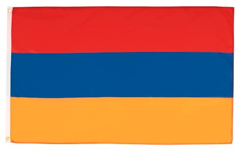 AZ FLAG Lote de 10 banderas de Armenia – 150 x 90 cm – Bandera armenia 100% poliéster con ojales metálicos integrados