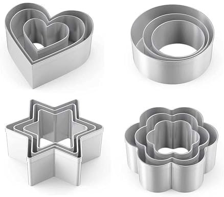12 pcs fKiZanthene Cookie Cutters Shapes Baking Set, Including Round, Heart, Star, and Flower for Biscuits and Mini Molds for Kitchen Baking Birthday Christmas Valentine's Day Small Cookie Cutt