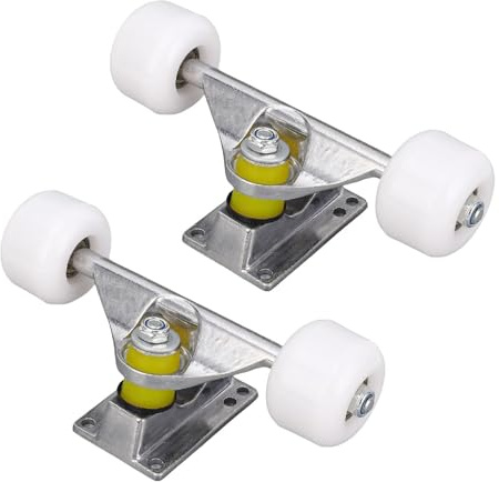 2st Skateboardbilar och Hjul, 5 Tums Aluminiumlegering Av Stötdämpning Longboard -lastbil med 45 * 35 Mm Hjul (Silver)