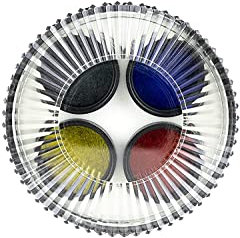 Celestron 94119-10 Juego filtros para oculares lunares y planetarios, 4 uds. - Con filtros polarizantes amarillo intenso (12), naranja (21), azul (80A) y de densidad neutra para oculares 1,25 pulgadas