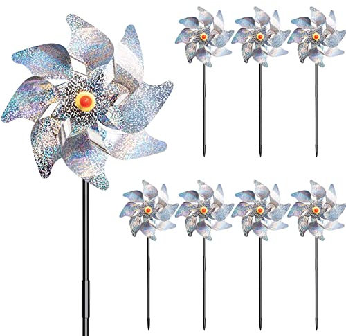 8PCS Moulin à Vent réfléchissant,Moulins à Vent Anti-Oiseaux,Anti-Oiseaux pour protéger Le Jardin,Répulsif réfléchissant,Dissuasion (8pcs-a)