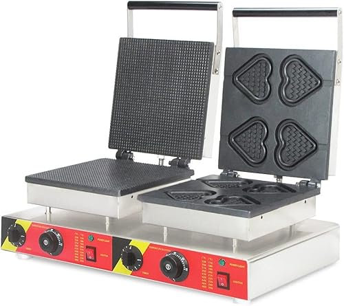 LEIRUO Commercial Cucurucho de Helado Conos Máquina 2 en 1 Forma de corazón Gofrera Horno eléctrico de Antiadherente WAFFEL Tostadora Waffle Baker Belgas WAFFEL Maker 220V