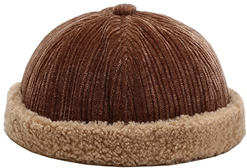 Unisex Docker kantlösa mössor mössa dödskallemössa arbetare sjöman keps retro rullad manschett skalle kepsar med justerbar, DZM102-Kaffe, one size