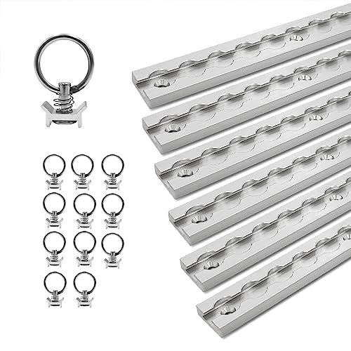 LABT Aluminium Airlineschienen Set mit Fittingen. 6X 1,5m Schienen 12x Zurrösen Eckige Airlineschiene zur Ladungssicherung für Anhänger, LKW, Wohnmobile - eloxierte Zurrschiene (Set 14)