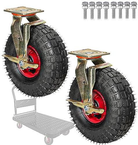 Inflable De Goma Galvanizado ​Ruedas, Rueda Giratoria De Servicio Pesado, 2 Piezas En Conjunto 200/250 Mm, Rodamientos Dobles, Muebles, Aparato, Carro Y Equipo Ruedas