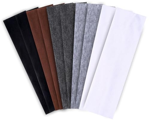 XOYTN 10Pcs Plain Stretchy Headbands, Soft Fashion Elastic Head Bands Breathable Jersey Fabric Women Hairbands Sweatbands for Workout Yoga Running Sport