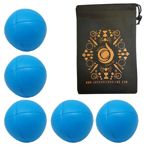 Cascade Juggling 5 x Pro 115g Neon Classic Juggling Balls - Thud Juggling Balls & Bag - Set of 5 (Blue)