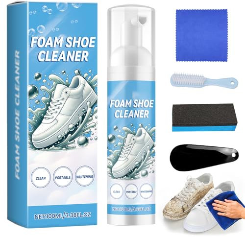 Sneaker Cleaner Sneaker Reiniger Schuhreiniger Shoe Cleaning Kit Bringen Sie Bürste Handtuch Schwamm Und Schuhlöffel mit Schuhreinigerschaum Zum Entfernen von Flecken und Schmutz