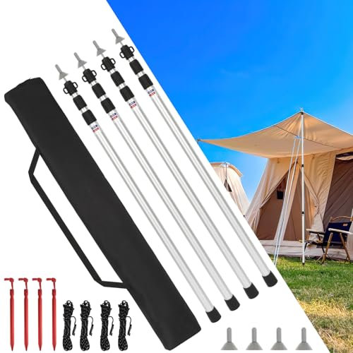 Ollewiellan 4X Zeltstange,Zeltstangen Teleskop für Camping,Aluminium Zeltstange Verstellbares von 87.5cm bis 234.5cm,Sommer Camping Zeltstange,mit Aufbewahrungstasche,Leichte Zeltstange,Wetterfest