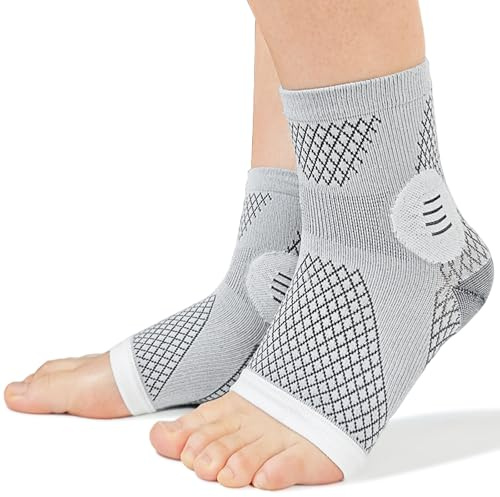 Lixinsunbu Calze a compressione per la neuropatia, calze di sostegno senza dita per fascite plantare, gonfiore del piede, maniche alla caviglia traspiranti (Large, a Pair)