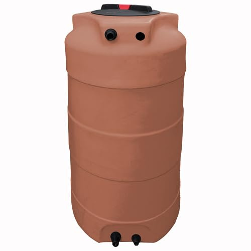 Esto Serbatoio Acqua Verticale FINTA TERRACOTTA 300L o 500 L Cisterna Cilindrica, Bidone Acqua Potabile in Polietilene Atossico Serbatoio Piovana, Pompa (300 Litri con Pompa e Press Control)