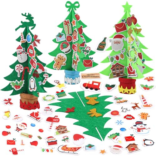 JOFONY Lot de 6 kits de bricolage pour sapin de Noël en feutre - Décoration de Noël pour enfants - Pour Noël et l'hiver
