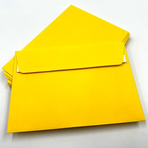 umschlag-discount - 50 Briefumschläge, Gelb, Goldgelb, C6 = 162 x 114 mm, mit Abziehstreifen, 80 g/qm, Kuverts, Postkartengröße