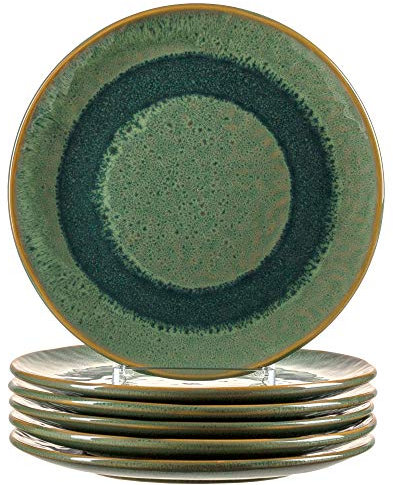 LEONARDO HOME 018539 MATERA 6er Set Teller, Keramik, grün