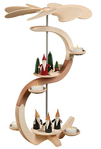 Seiffener Volkskunst Pirámide de Navidad Arco piramidal, un Piso, 46 cm. de Alto, Natural, Original de los Montes Metálicos (Erzgebirge) Arte Popular de la Ciudad de Seiffen SV 16301