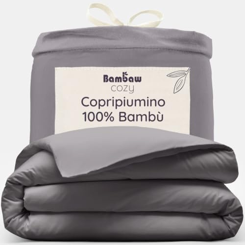Bambaw King Size Bamboo Duvet Cover 240x220 cm, Anti Allergy Bedding, 100% Bamboo Bedding King Size, Anti Sweating & Soft Cool Sheets for Summer, Mite-Resistant Cooling Sheet 240x220 cm (Dark Grey)