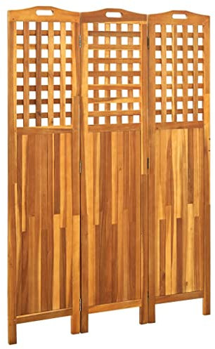 vidaXL Akazienholz Massiv Raumteiler 3-TLG. Klappbar Paravent Raumtrenner Trennwand Umkleide Sichtschutz Spanische Wand 121x2x170cm