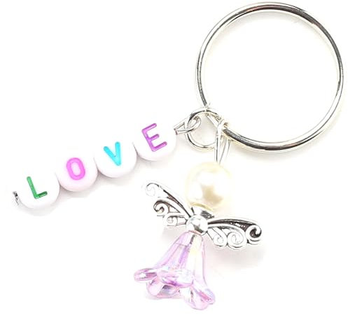HERZWILD 50 Sets Schutzengel selber Machen Set love Schlüsselanhänger Engel Charm Perlenengel Anhänger für DIY Hochzeit Schmuck Halskette Basteln (colourful)