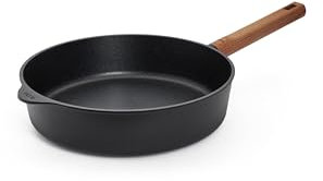 Woll Eco Logic QXR Guss-Hochrandpfanne - Induktiv -, Ø 28 cm, 7 cm hoch, mit festem nachhaltigem Holzstiel - Geeignet für alle Herdarten, PFAS-frei, Antihaft-Versiegelung, Aluminiumguss