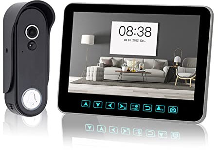 Wired Video Intercom System, 7 Inches Video Doorbell Door Phone System, Wired Video Door Phone HD Camera Kits Support Unlock, Monitoring, Dual-Way Intercom for Villa Home Office Apartment
