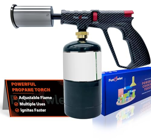 Powerful Cooking Propane Torch Lighter - Culinary Kitchen Torch, Sous Vide, Charcoal Lighters Campfire Starter, Flame Thrower Fire Grill Gun for Searing Steak, Creme Brulee, BBQ(Tank Not Included)
