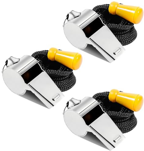 YIIFELL Trillerpfeife 3er-Set Edelstahl-Schiedsrichterpfeife mit Kordel, Pfeife mit großer Stimme für Sport, Spiele, Outdoor-Leben