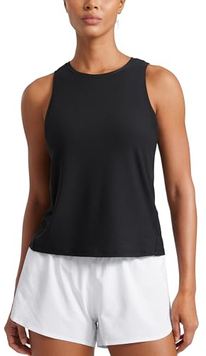 CRZ YOGA Womens Cloudweight Tank Top Crew Neck Loose Athletic Sleeveless Shirt Lightweight Workout Yoga Basic Vest Black 10