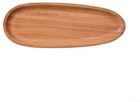 Whychstore Élégante assiette ovale en bois naturel, plateau multifonction (27,5 x 10,5)