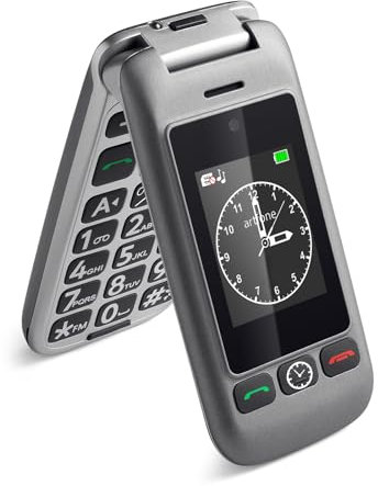 artfone G6 4G Telephone Portable Senior Débloqué丨Téléphone Portable à Clapet avec Grandes Touches丨Bouton SOS丨Double écran丨Station de Charge丨Appareil Photo丨Batterie 1300 mAh丨Appel Rapide丨FM - Gris