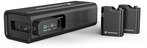 Sennheiser PROFILE WIRELESS 2-Channel All-In-One 2.4 GHz Clip-On & Handheld Microphone System | Includes Receiver, 32-bit float feature, 2 Clip-On Microphones, Charging Bar & Interview Mic (700266)