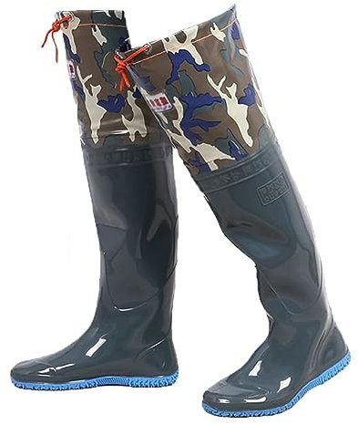 IBOWZ Wathose Herren Damen Watstiefeletten 60 cm hoch, Hüftstiefel zum Angeln, Watstiefel zum Umpflanzen von Reis, wasserdichte, verschleißfeste Oxford-Sohle aus PVC