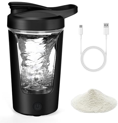 AOOWU Électrique Protéine Shaker, 450Ml Shaker Tasse Rechargeable Par Usb, Shaker Bouteille Pour Shakes Protéinés Et Shakes De Remplacement De Repas Sans Bpa Pour Aux Personnes De Fitness/Sport
